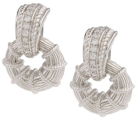 Judith Ripka Sterling Diamonique Doorknocker Earrings