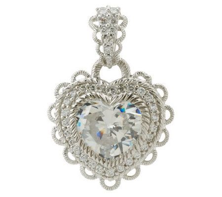 Judith Ripka Sterling 5.90ct Diamonique Heart Enhancer w/Scalloped Edg