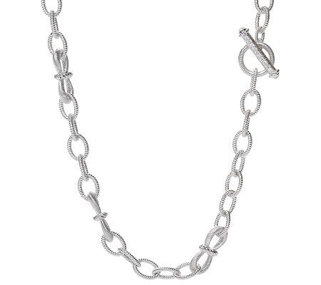 Judith Ripka Sterling Oval Link Diamonique Toggle Necklace
